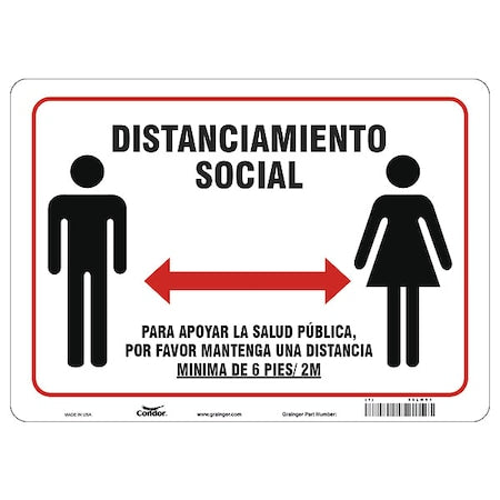 Covid 19 Sign 10X14, Spanish Socdist 6Ft, 10 in Height, 14 in Width, Polystyrene, Spanish