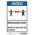 Covid 19 Sign 10X14, Spanish Notice Soci, 10 in Height, 14 in Width, Polystyrene, Spanish