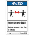 Covid 19 Sign 10X14, Spanish Notice Soci, 10 in Height, 14 in Width, Polyester, Spanish