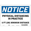 Physical Distancing In Practice Sign, 10" W x 7" H, English, Polyester, Blue, White