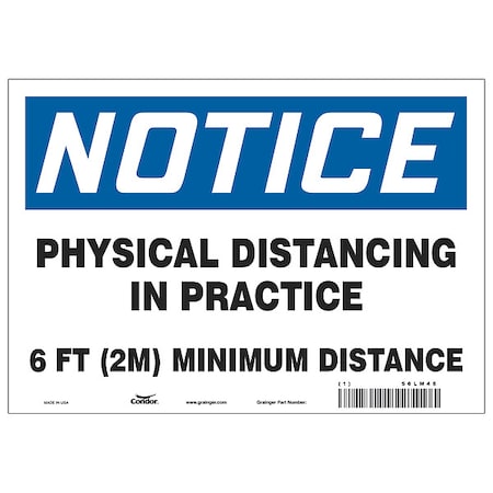 Physical Distancing In Practice Sign, 10" W x 7" H, English, Polyester, Blue, White