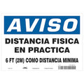 Covid 19 Sign 7X10, Spanish Notice Physi, 7 in Height, 10 in Width, Polyester, Spanish
