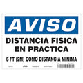 Covid 19 Sign 7X10, Spanish Notice Physi, 7 in Height, 10 in Width, Aluminum, Spanish