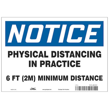 Physical Distancing In Practice Sign, 10" W x 7" H, English, Polystyrene, Blue, White