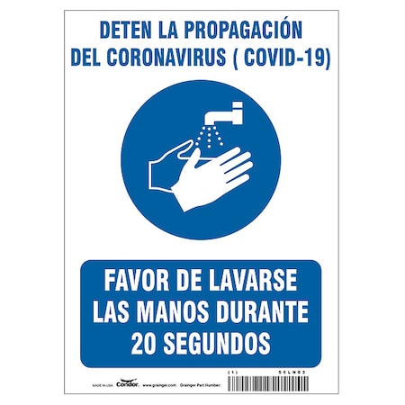 Covid 19 Sign 10X14, Spanish Prevent Cov, 10 in Height, 14 in Width, Polyester, Spanish