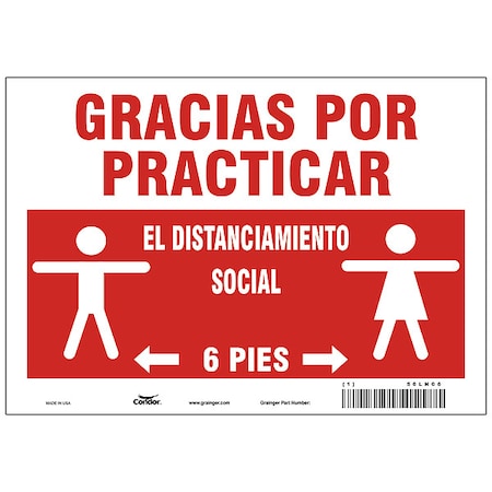 Covid 19 Sign 7X10, Spanish Practice Soc, 7 in Height, 10 in Width, Spanish