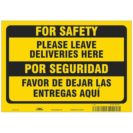 Please Leave Deliveries Here/Favor De Dejar Las Entregas AquÃ­, Polystyrene, 7 in x 10 in
