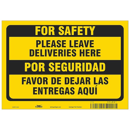 Please Leave Deliveries Here/Favor De Dejar Las Entregas AquÃ­, Aluminum, 7 in x 10 in