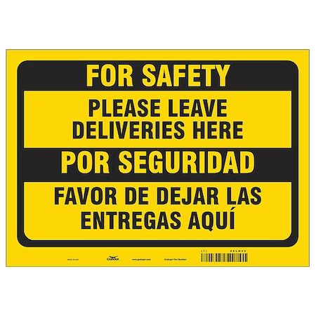 Please Leave Deliveries Here/Favor De Dejar Las Entregas AquÃ­, Aluminum, 10 in x 14 in