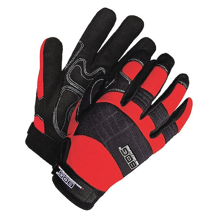 X-Site Mechanics Gloves, Synthetic Leather Palm, Spandex Back, L, Black/Red