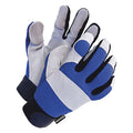 X-Site Mechanics Gloves, Cowhide Palm, Spandex Back, XL, Blue/Gray