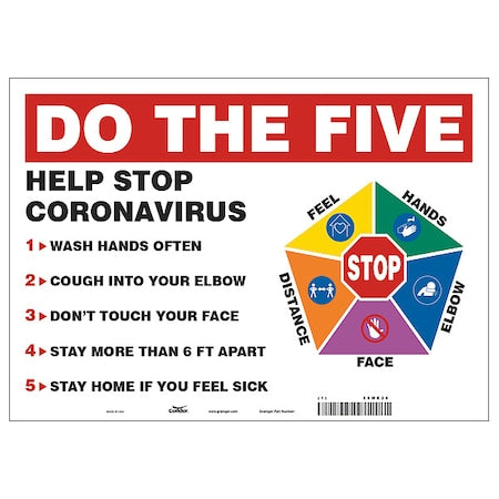 Hygiene Sign, 10 in H, 14 in W, Vinyl, English, HWB754T1014