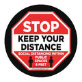 Social Distance Floor Sign, 12 in H, 12 in W, Vinyl, Circle, English, FS-12-907