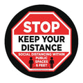 Social Distance Floor Sign, 17 in H, 17 in W, Vinyl, Circle, English, FS-17-726