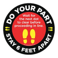 Social Distance Floor Sign, 12 in H, 12 in W, Vinyl, Circle, English, FS-12-908