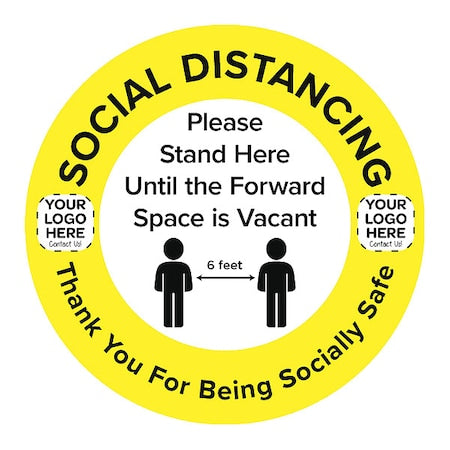 Social Distance Floor Sign, 17 in H, 17 in W, Vinyl, Circle, English, FS-17-730