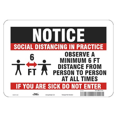 Hygiene Sign, 7" W x 7" H, English, Polystyrene, Red, White