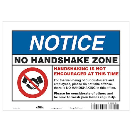 Hygiene Sign, 10" W x 7" H, English, Vinyl, White