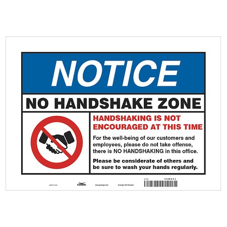 Hygiene Sign, 14" W x 10" H, English, Vinyl, White