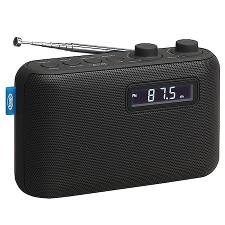 Radio, Black, 6" W, 6" D, 5-1/4" H