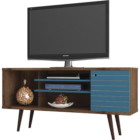 TV Stand, Mid Century, Aqua, 53.14"