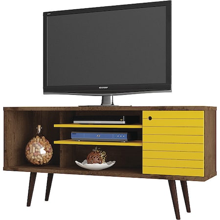 TV Stand, Mid Century, Yellow, 53.14"