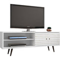 TV Stand, Mid Century, White, 62.99"