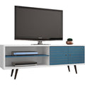 TV Stand, Mid Century, Aqua, 62.99"