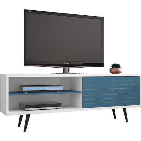 TV Stand, Mid Century, Aqua, 62.99"