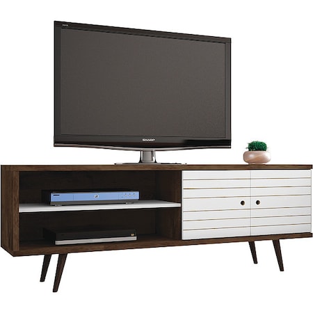 TV Stand, Mid CenturymWhite, 62.99"