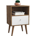 Nightstand,Mid Century,Brown/White