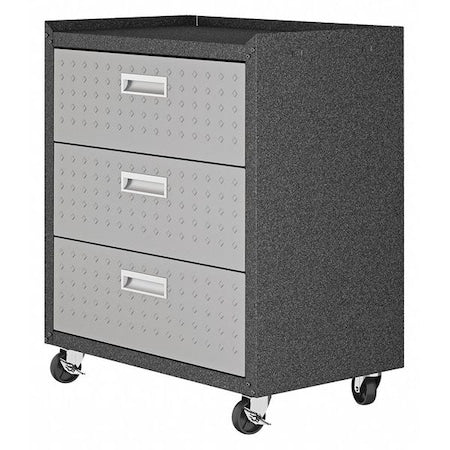 Drawer Mobile Garage Storage Chest, 32.1 in H, Grey, 3 Drawers