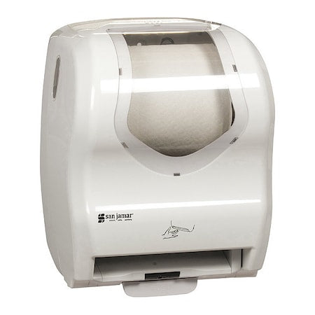 Ppr Towel Dispenser, Hybrid, Elctrnc, Wt/Clear