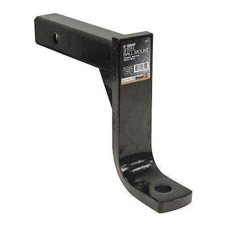 2 Inch Ball Mount With 8 Inch Drop x 10 Inch Long Tube Black