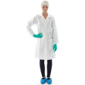 BioClean Lab Coat, Polyethylene, Snaps Closure, White, XL, 30 PK
