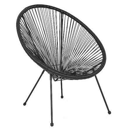 Contemporary Chair Valencia Black Bungee Oval Lounge Chair, 11-1/2" Height, Black