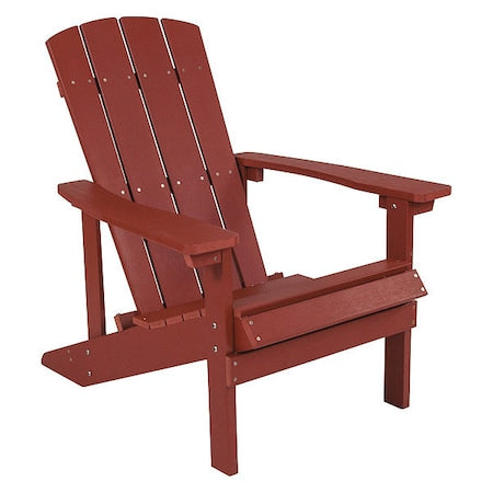 Adirondack Chair, Red Seat, Wood Back, 29.5 W 33-1/2" L 35 H, Extra Wide and Long