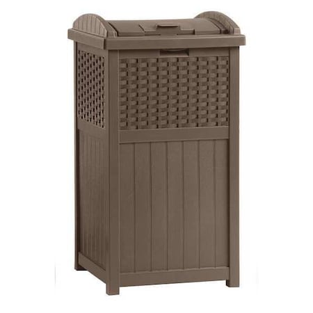32 gal Square Outdoor Can, Brown, Lift Up, Durable Resin