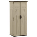 22 cu ft Resin Vertical Shed, 2 ft 8.25 in W x 2 ft 1.5 in D x 6 ft H, Sand/Mustang, 2 Swing Doors