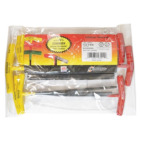 9 Piece Metric/SAE T-Shape Hex Key Set, 13199