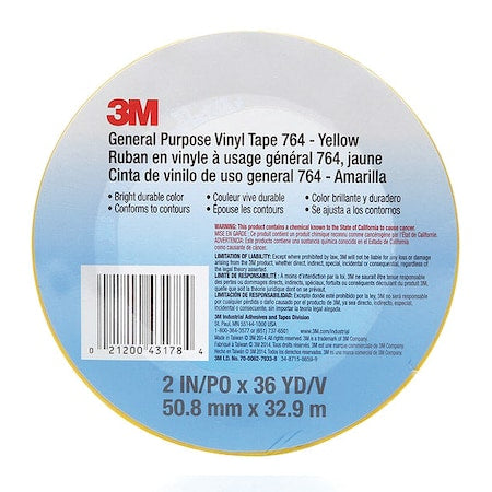 Floor Tape, Yellow, 2 inx108 ft, Roll