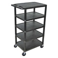 Utility Cart with Lipped Plastic Shelves, Polyethylene, 300 lb Load Capacity, 5 Shelves, 24 in L