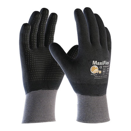 Coated Gloves, Foam Nitrile, Dotted, Palm, 3 Abrasion Level, Gray, S (7) 12 PK
