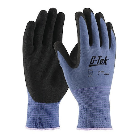 Coated Gloves, Microporous Nitrile, Foam, Palm, 2 Abrasion Level, Blue/Black, M (8) 12 PK