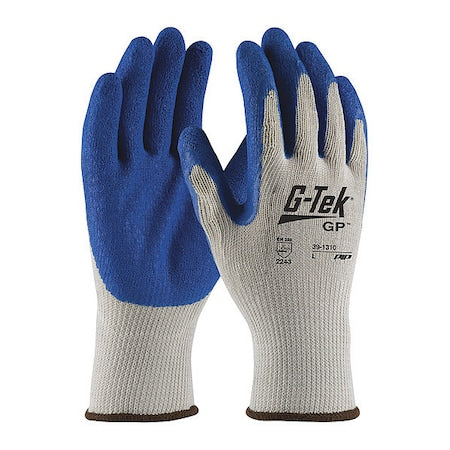 Coated Gloves, Latex, Rough, Palm, 3 Abrasion Level, Gray, M (8) 12 PK