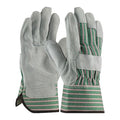 Leather Palm Gloves, Cowhide, Safety Cuff, Wing Thumb, Full Finger, Green, XS, 12 PK