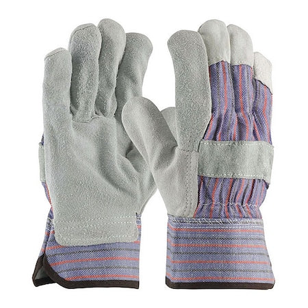 Leather Palm Gloves, Safety, Wing Thumb, Gunn Cut, Blue, S, 12 PK