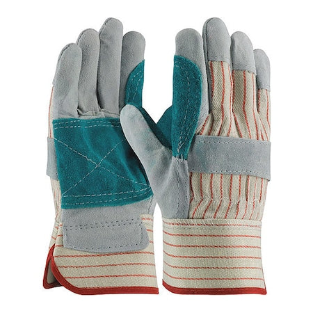 Leather Palm Gloves, Safety, Wing Thumb, Gunn Cut, Gray, L, 12 PK