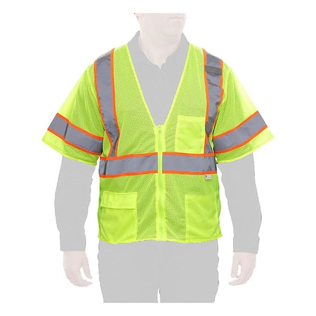 Hi-Vis Safety Vest w/Sleeves XL X Back, 3 Pockets