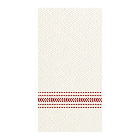 White/Red Dinner Napkin, 1/8 Fold, PK100